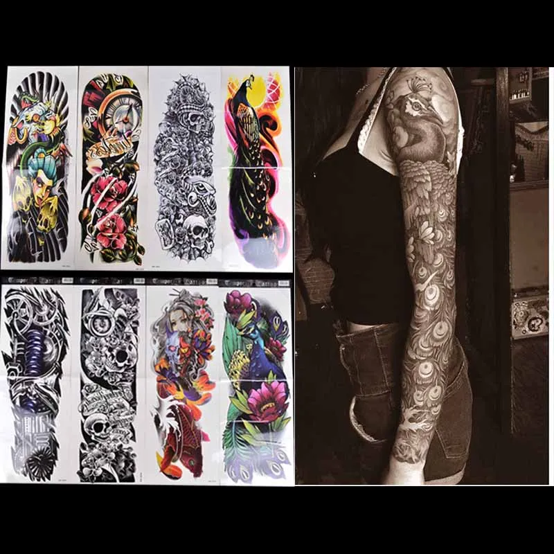 

Cool Fake Tattoo Elastic Sun Protective Waterproof Shoulder Tattoo Sleeve Arm Sleeve Arm Stockings Temporary Tatto Men