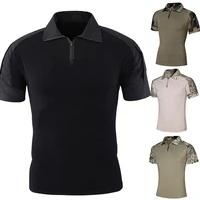 2020 men summer army tactical t shirt military camouflage snakeskin zipper neck short sleeve tops polo t shirts casual