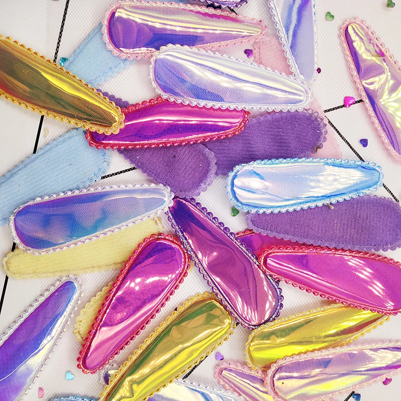 6 см 20 шт./лот зажим для волос из искусственной кожи с подкладкой блестящий чехол