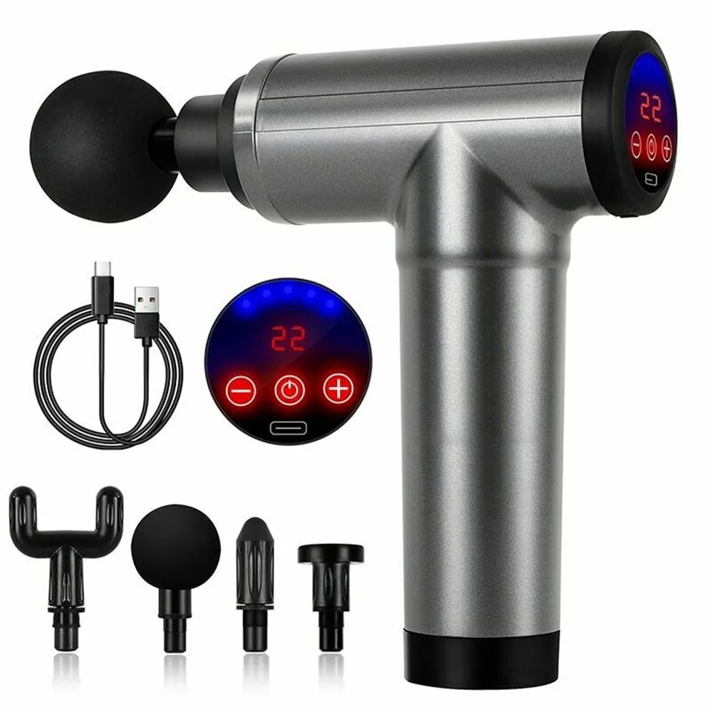 

Lcd Display Massage Gun Muscle Relax Therapy Body Relaxation Usb Electric Massager For Fitness Slimming Shaping Pain Relief