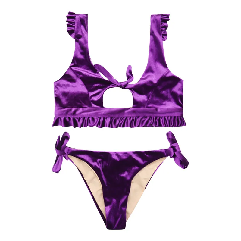 

Bikinis swimwear women mujer new Ruffle two piece bathing suit push up swimsuit summer High quality biquini
