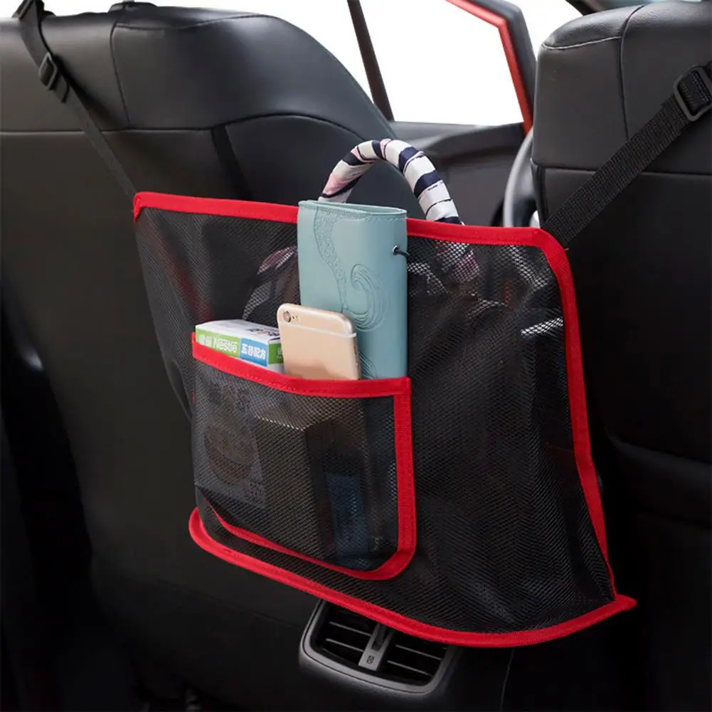

New Car Net Pocket Handbag Holder Purse & Pocket Storage Dog Barrier Driver Mesh Pouch On Back Of Two Seats Car Container