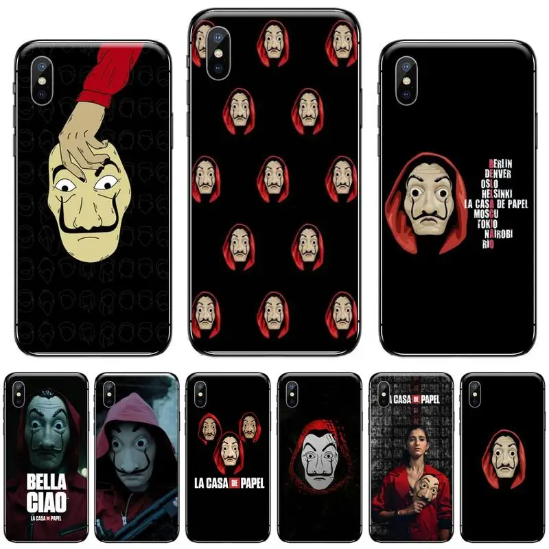 Маска бумажного дома U.S. drama мягкий черный чехол для телефона iphone 5 5s 5c se 6 6s 7 8 plus x xs
