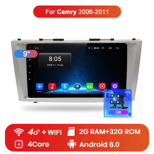 4G (2GB 32GB) Junsun V1 Android 9,0 2G+ 32G DSP автомобильный Радио Мультимедиа Видео плеер навигация gps 2 din для Toyota Camry 40 50 2007 2008 без dvd - Цвет: 4G (2GB 32GB)