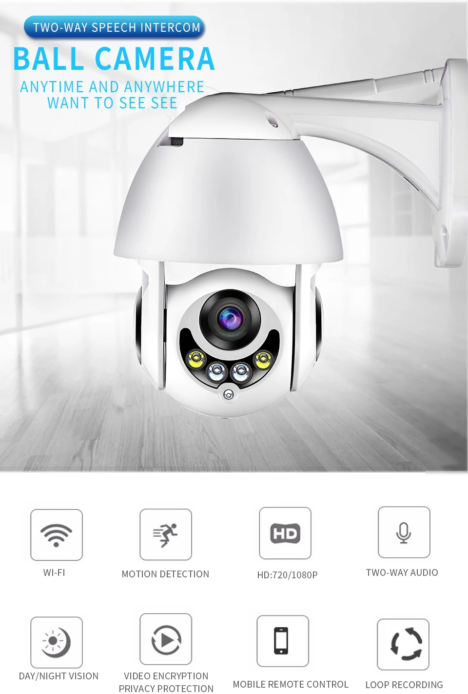 Wifi Камера уличная HD 1080P 2MP IP камера беспроводная PTZ скорость купольная CCTV Камера Безопасности s IP66 двухстороннее аудио наблюдение SD карта