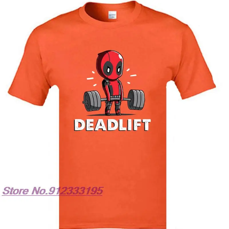Amazing Deadpool Deadlift Weightlifting Funny Fitnesst Tshirt Deadpool Supe Hero Tee Shirt High Quality Men