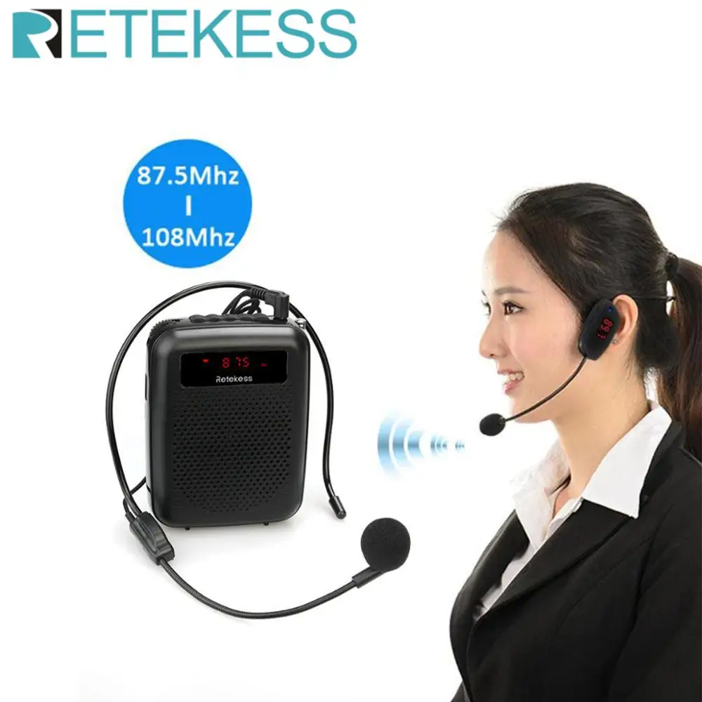 RETEKESS PR16R мегафон Портативный 12 Вт FM Запись усилитель голоса микрофон для учителя динамик с MP3-плеером fm-радио рекордер