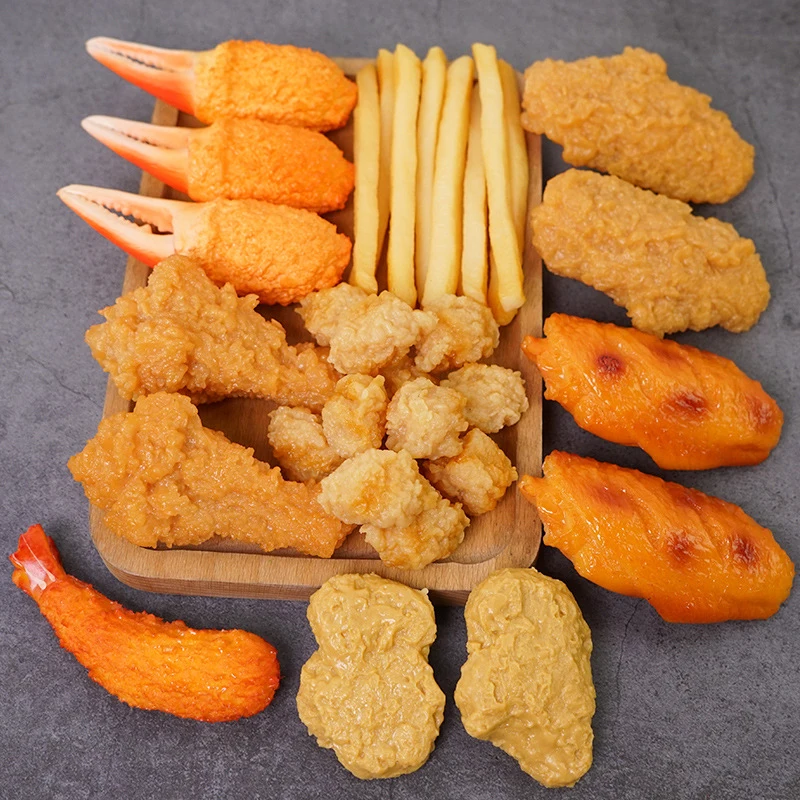 

Simulation Chicken Wings Fake Food Props Kitchen Store Shop Decor Fried Shrimp Crab Roast Chicken Drumsticks Nugget Model