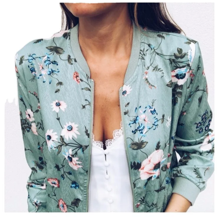 

O Neck Zipper Casual Jacket Women Sport Coat Print Long Sleeve Thin Jackets Spring Streetwear Vintage Coats Women Sweatshirt