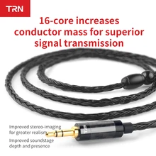 TRN-Cable de auriculares Chapado en plata de 16 núcleos, 2,5mm, 3,5mm, 4,4mm a 0,75, 0,78, 2 pines, mmcx, Cable de repuesto para auriculares Hifi equilibrado