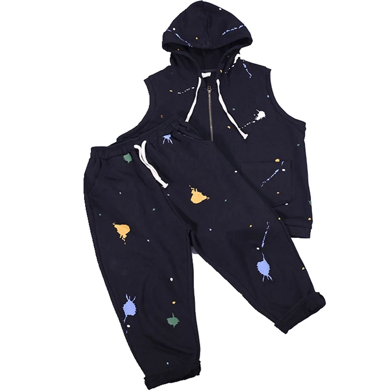 

Female Loose Slimming Vest Sleeveless Casual Suit Tracksuit FemaleHotsale2020 New Women's Large Size Retro Printing 2-piece Set