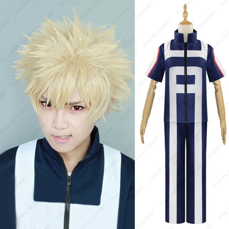 Мой Boku No Hero Академия парик аниме Bakugou Katsuki короткие волосы школьная форма костюм