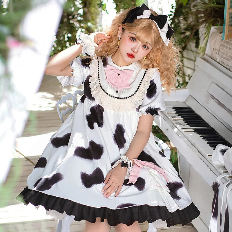 

Milk Cow & Puff ~ Cute Printed Lolita OP Dress by YLF