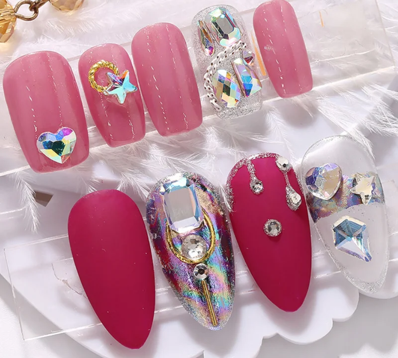 Одежда высшего качества всех Цвет сердце-образный 9x14 мм клея на Стразы Блеск