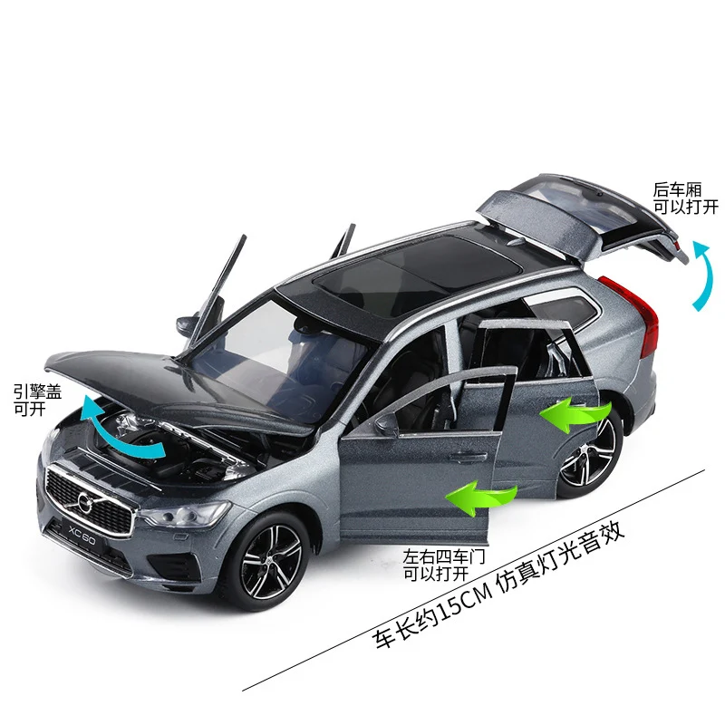 

1:32 VOLVO XC60 SUV Off Road Car Metal Toy Car With Sound Light Pull Back Vehicle Kids Gifts Toys For Boys
