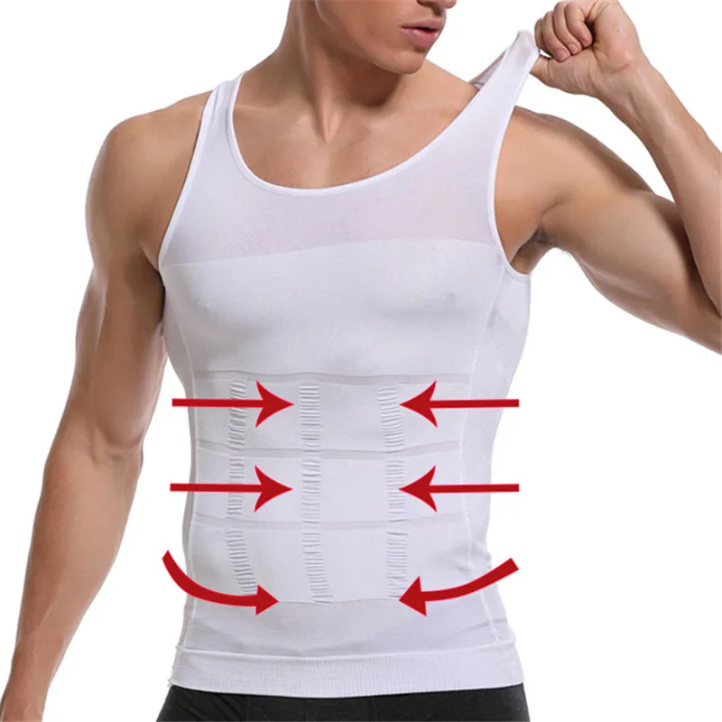 

Black White Slimming Vest Men Waist Trainer Body Shaper Gynecomastia Shapewear Compression Belly Tummy Trimmer Sleeveless