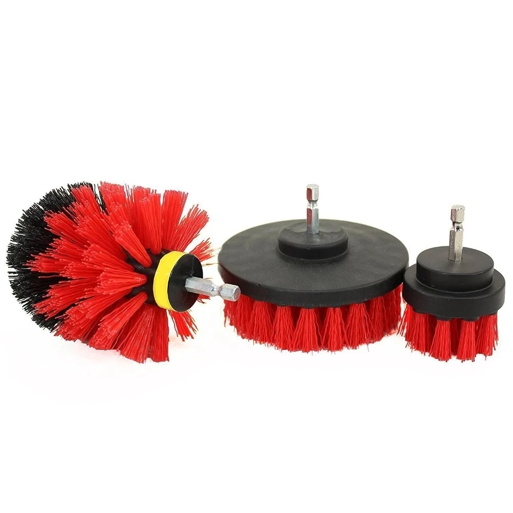 

3PCS Electric Scrubber Brush Kit Plastic Round Cleaning Brush For Carpet Glass Cordless Drill Brush Set For Cleaning Car Tires