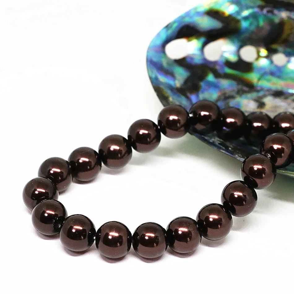 АА + бусины Винтаж коробка шоколада круглая искусственная раковина жемчуг