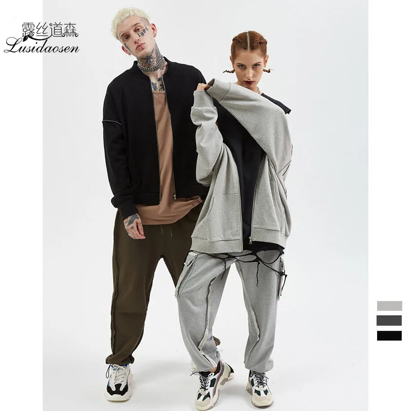 Мужское однотонное пальто с застежкой молнией|Мужские толстовки и свитшоты| |