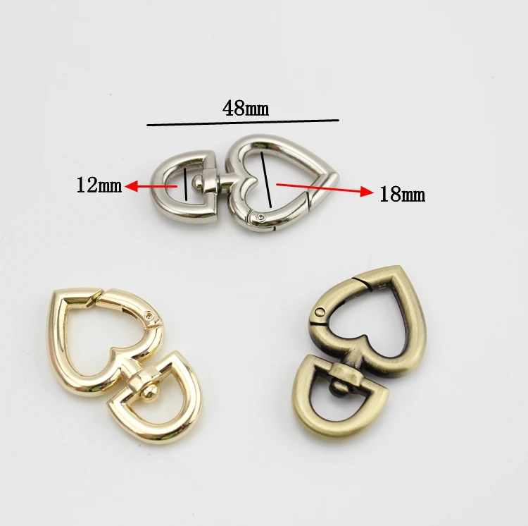 30 шт. 3 цвета брелок в форме сердца металлический крючок Застежки аксессуары для