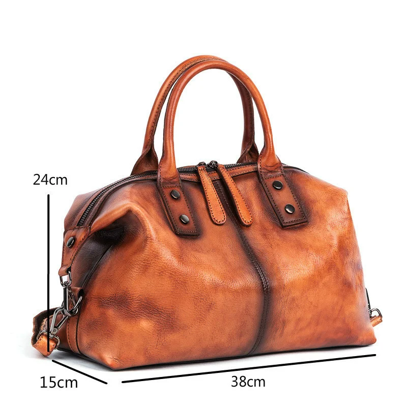 2022 new hand painted women handbag luxury genuine cowhide leather dumpling bag large capacity vintage top handle bag for female free global shipping