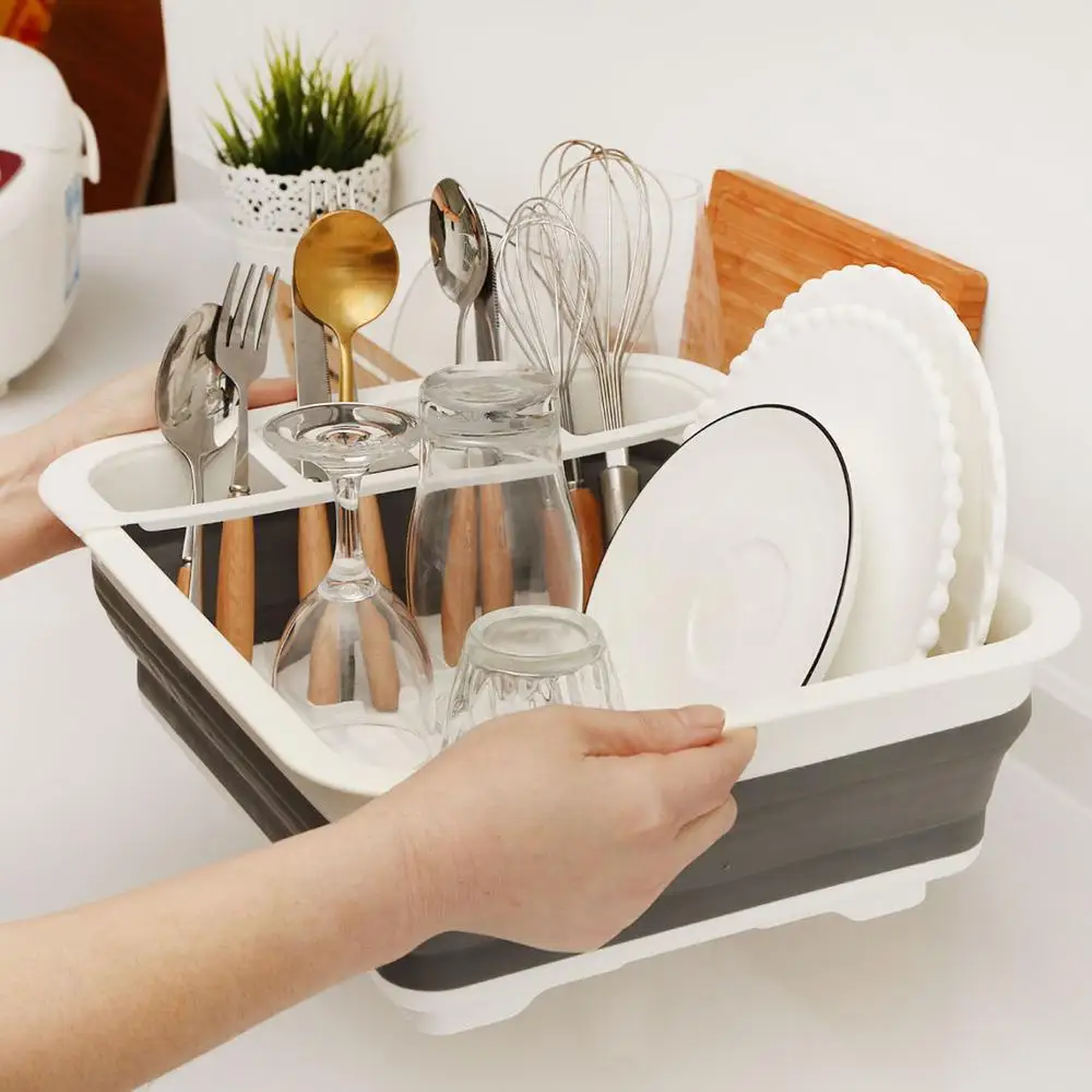 Стеллаж для хранения посуды и тарелок портативный складной органайзер сушки