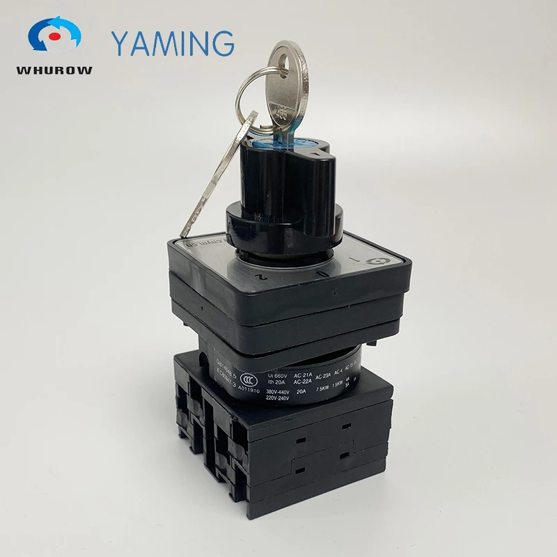 Поворотный кулачковый переключатель 3 положения с ключом 2 полюса 690 В 20 А