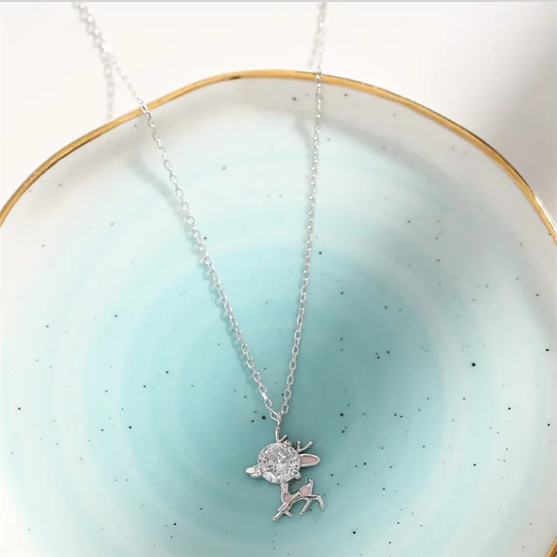 Модное ожерелье с подвеской в виде оленя из кристаллов для женщин ювелирное