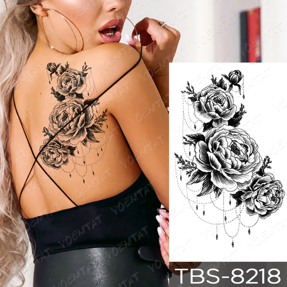 

Waterproof Temporary Tattoo Sticker Rose Lily Flash Tattoos Peony Totem Flower Body Art Arm Water Transfer Fake Tatoo Women Men