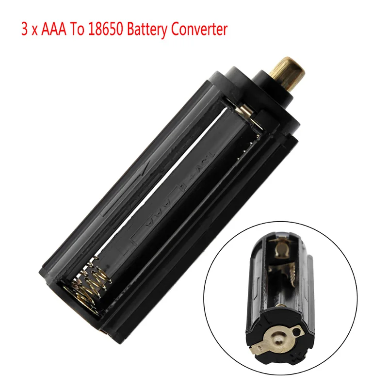 Черный цилиндрический пластиковый держатель батареи для 3x AAA до 18650 батарея