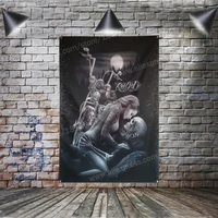 skull tattoo biker flag banner sexy lady beauty and art home decoration hanging flag 4 gromments in corners 35ft 144cm96cm