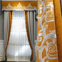 high end luxury living room american curtain villa bedroom balcony cashmere chenille embroidery splicing shade curtain