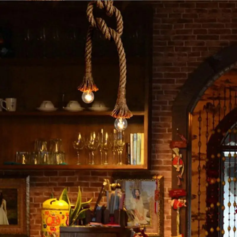 Подвесная люстра из пеньковой веревки E27 220 В|Цоколи лампы| |