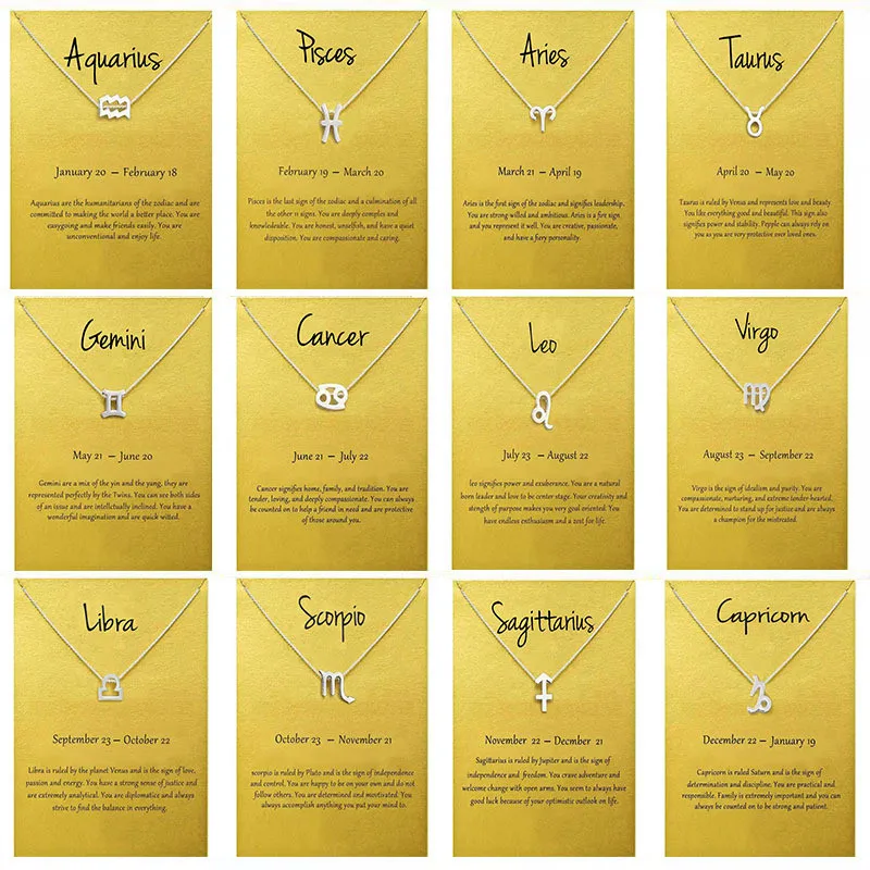 

Female Elegant Star Zodiac Sign 12 Constellation Necklaces Pendants Charm Gold Chain Choker Necklaces for Women Jewelry Dropship