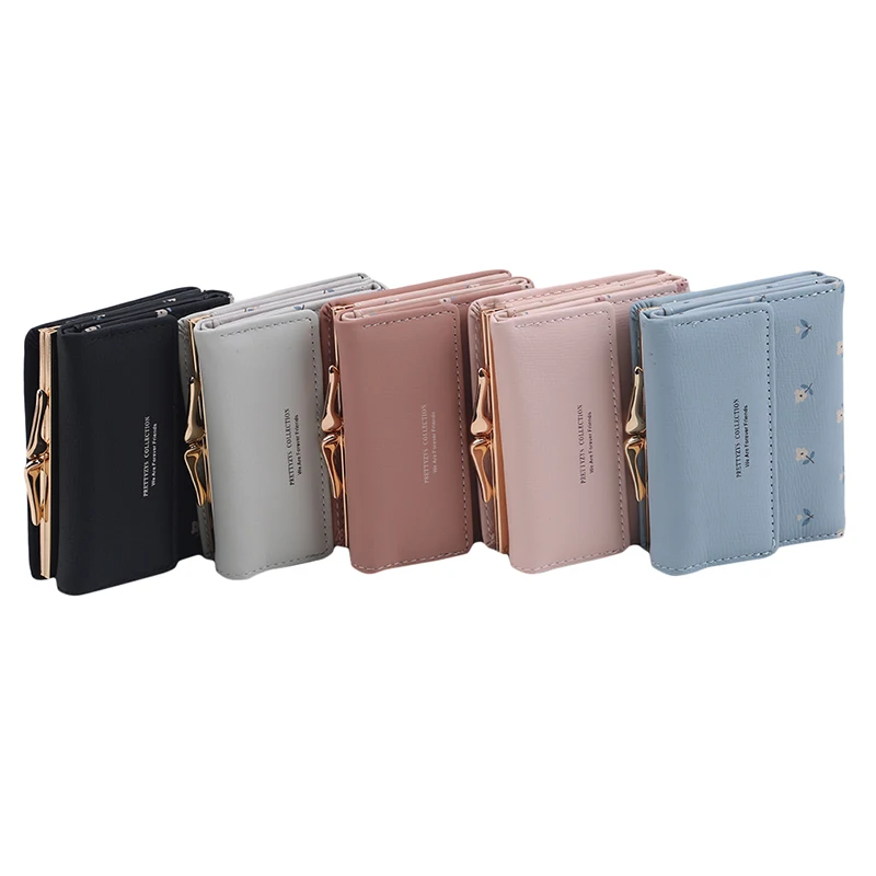 Новинка короткий кошелек с пряжкой Корейская версия три сложения маленький