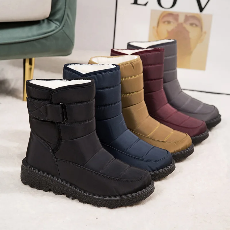 

Winter Plus Velvet Waterproof Snow Boots Women Casual Short Boot Cotton Hajink Shoes Large Flat Lightweight Ankle Botas