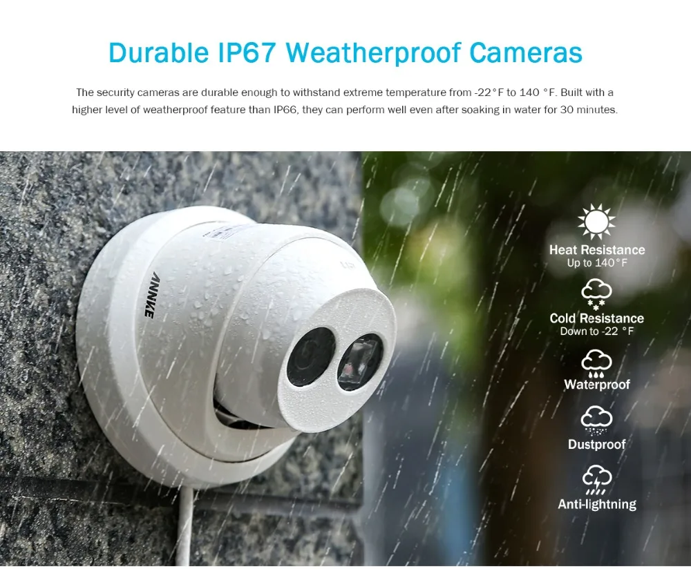 ANNKE 8CH 4K Ultra HD POE сетевая видео система безопасности 8MP H.265 NVR с 8 шт 8MP 30m EXIR ночного видения Всепогодная IP камера