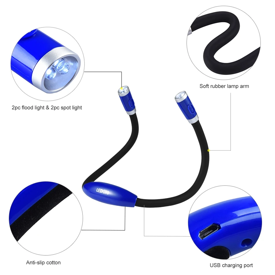 Светодиодный смарт светильник USB 2021 года перезаряжаемая лампа для чтения 5 В