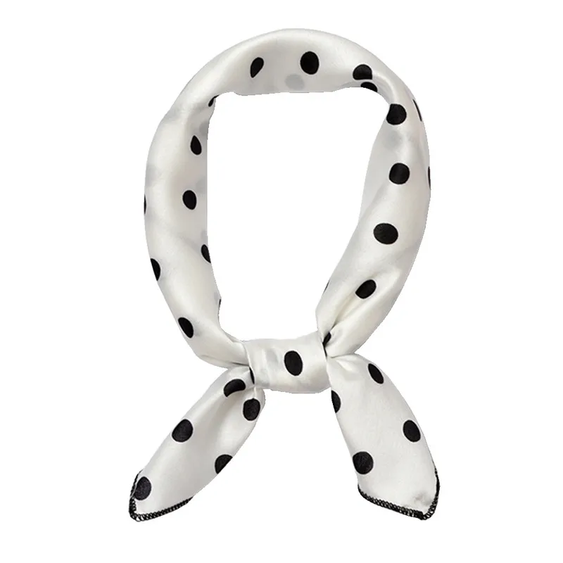 Женские Сатиновые шарфы в горошек маленькие шелковые с квадратным вырезом весна