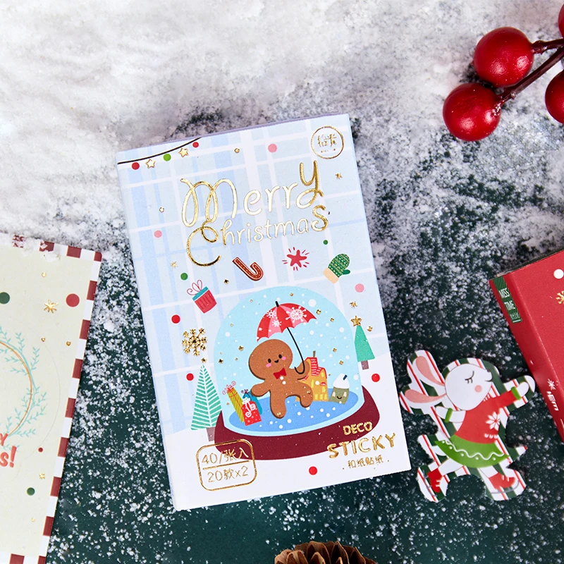 40 шт./корт. Рождественская тематическая коробка наклейка бронзовые канцелярские