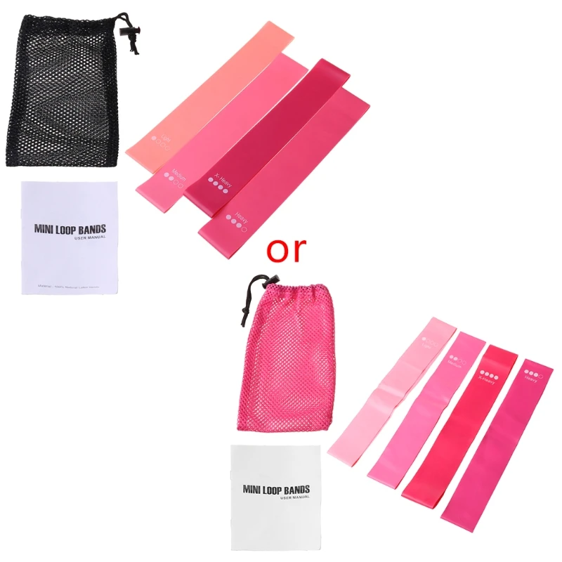 

H053 Resistance Loop Exercise Bands Pink / Green Gradient Pull Ring Four-piece Yoga Latex Ring Resistance Band Fitness Rally