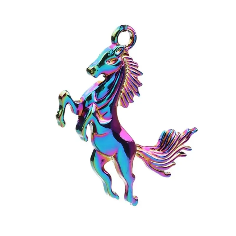 

10PCS Alloy Horse Dangle Pendant Accessories Rainbow Color Charms