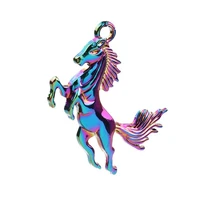 10pcs alloy horse dangle pendant accessories rainbow color charms