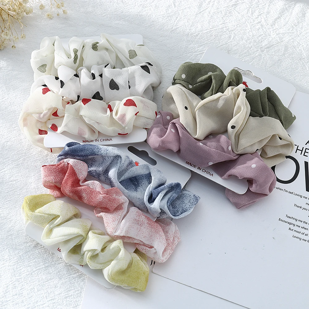 Резинки для волос шифоновые в винтажном стиле с леопардовым принтом 3 шт.| |