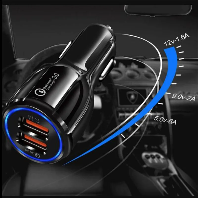 Быстрое Адаптивное зарядное устройство QC 3 0 с двумя usb-портами А автомобильные