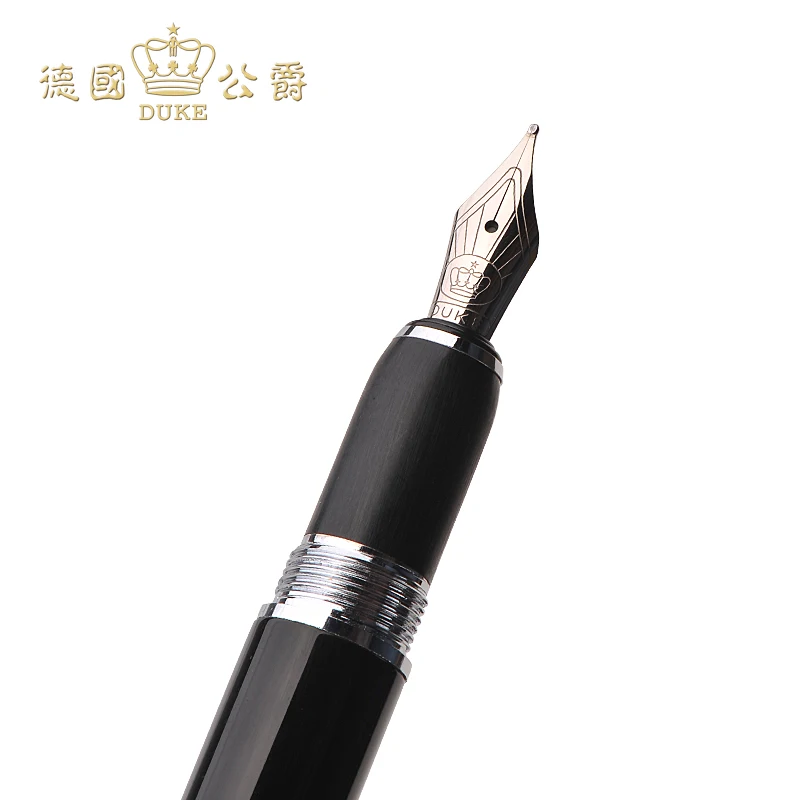 Ручка перьевая Duke 668 черная с серебряным зажимом иридиевая Золотая карандаш
