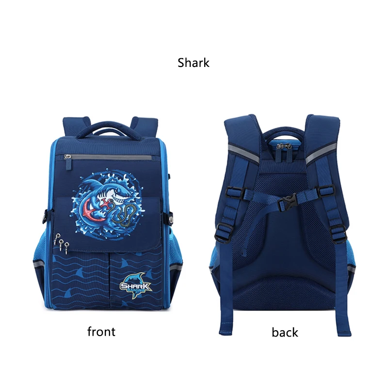Drop Shipping Primary School Cool Boy School Bags Orthopedic Backpack for Kids Fashion Animal Pattern Waterproof Schoolbags