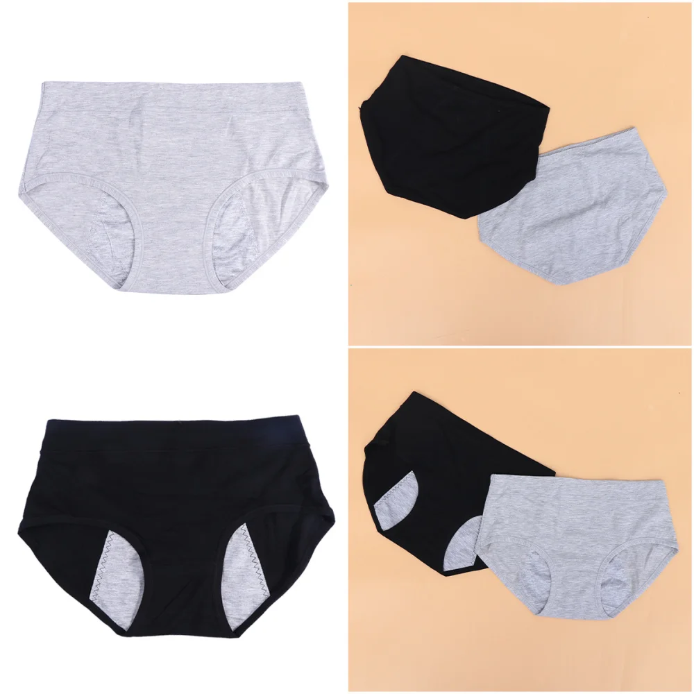

4Pcs Womens Menstrual Underpants Period Briefs Teen Girls Leak Underpants Size (2pcs Black and 2pcs Grey)