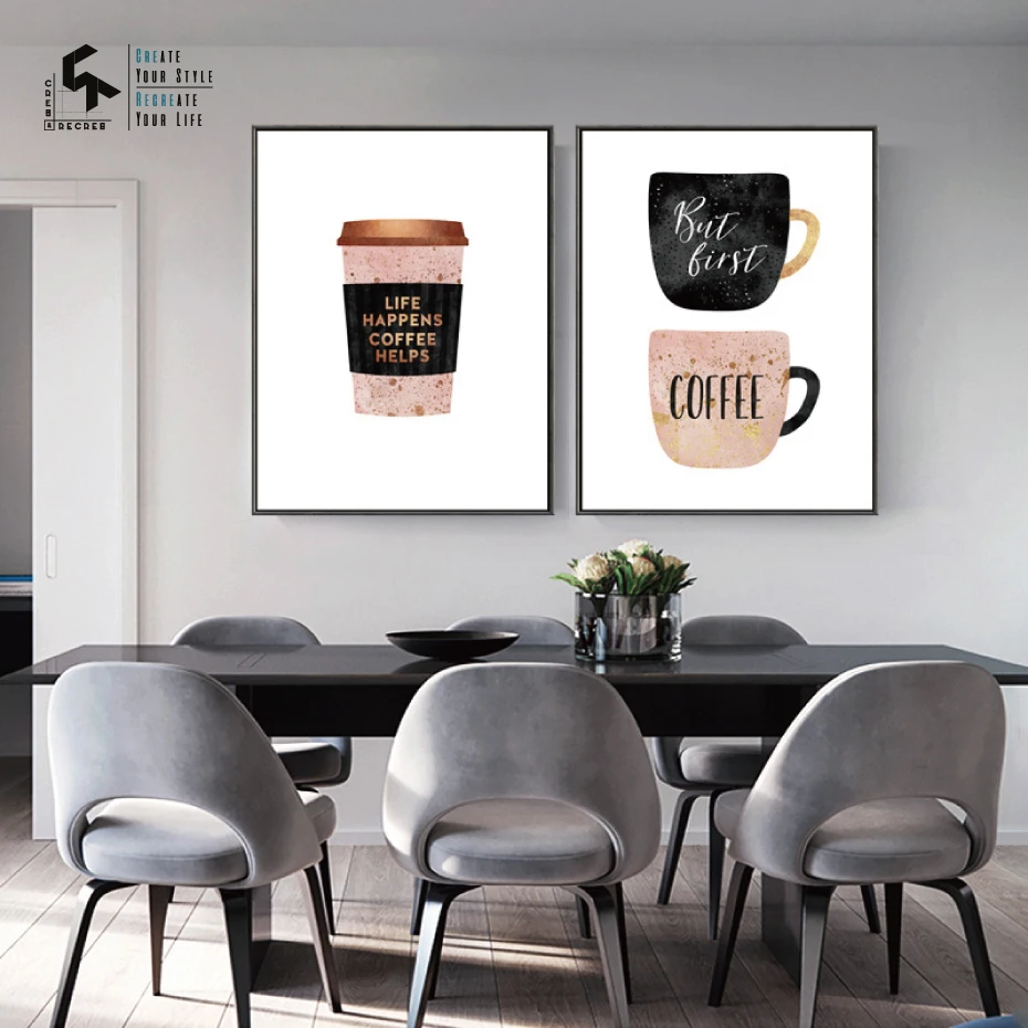 Современный Стиль плакат Холст Картина маслом Кофе постеры с чашками и принты