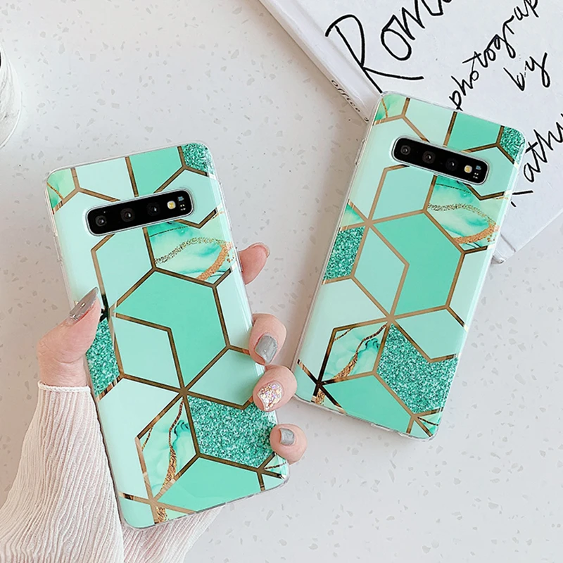 Модный чехол YHBBCASES с геометрическим покрытием и мраморным рисунком для Samsung Galaxy S8